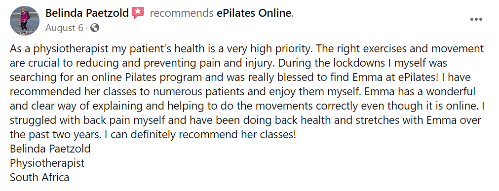 Pilates Testimonial ePilates Online Emma Jory Pilates Testimonial ePilates Online Emma Jory